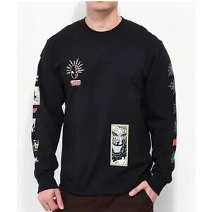 M847) Huf Marvel Cotton Spidey Sense Black Long Sleeve Crewneck Tee Medium